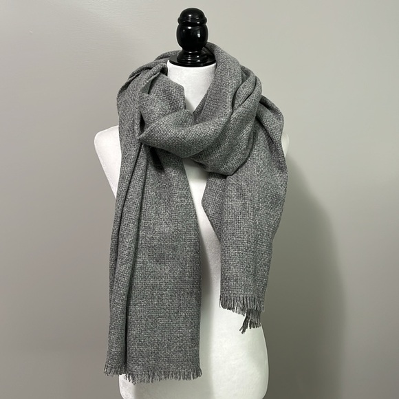 Part Two Knit Wool Gray Oversized Scarf - Picture 1 of 6
